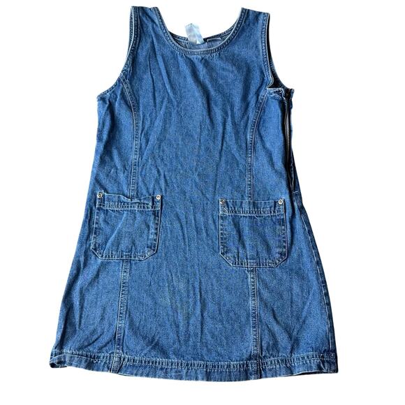 Vintage Kids Radishes and Roses Size 10 Denim Overall Dress 100% Cotton - Picture 1 of 11